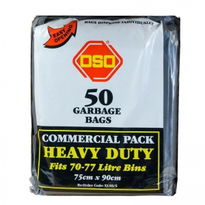 OSO Garbage Bag Heavy Duty Black 75x90cm Suit Bin 70-77L